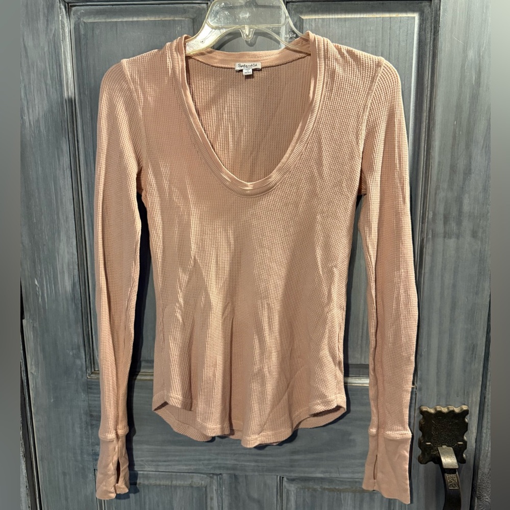 Splendid Blush Pink Long Sleeve Blouse-Thermal, Henley-Thumb Holes! XS